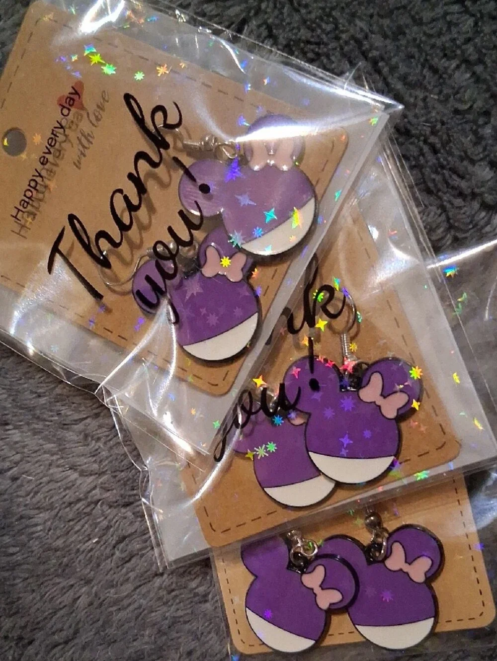 $8 Each Or Bundle 5/$20 Handmade Purple Minnie-Style Kids Earrings